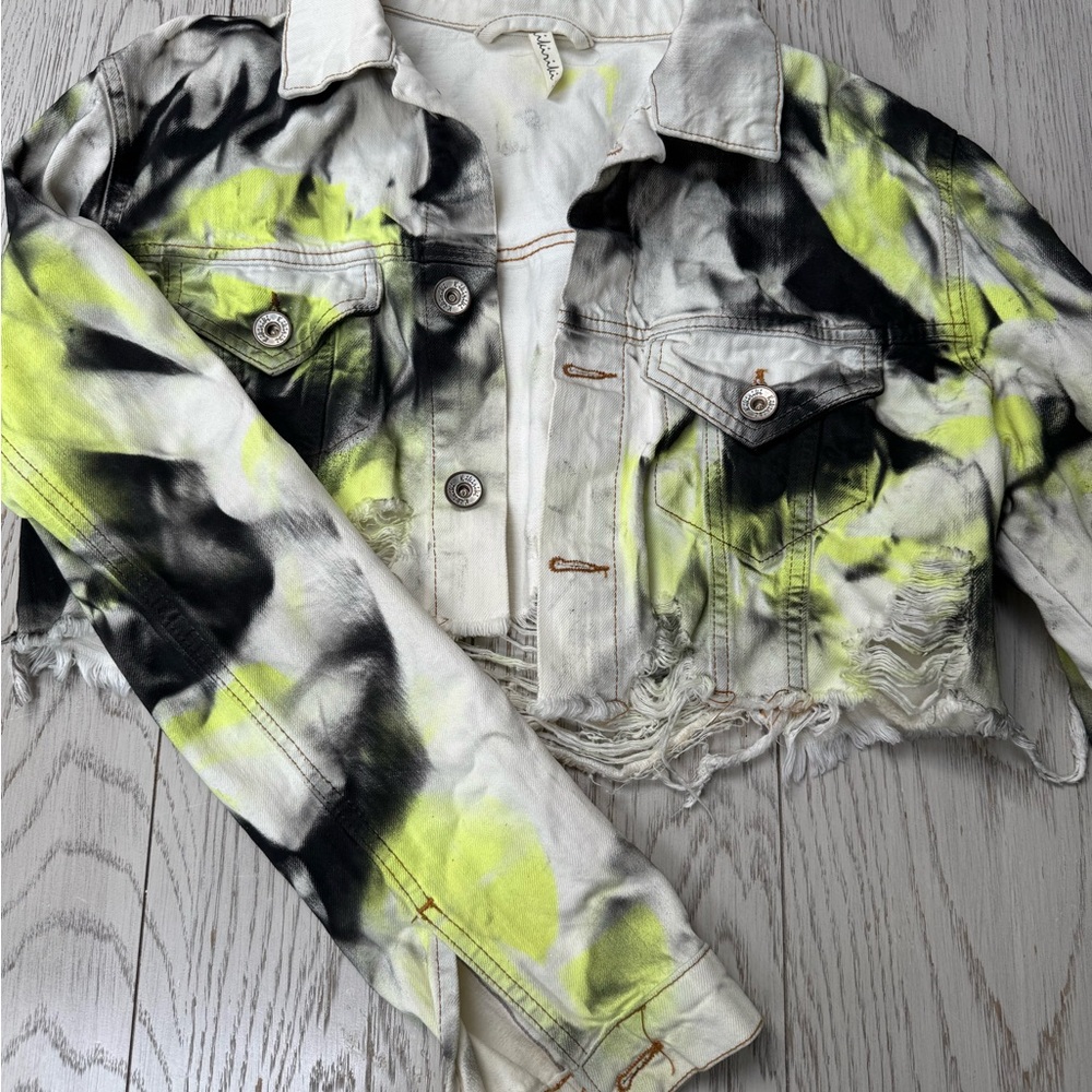 Tie-Dye Cropped Denim Jacket